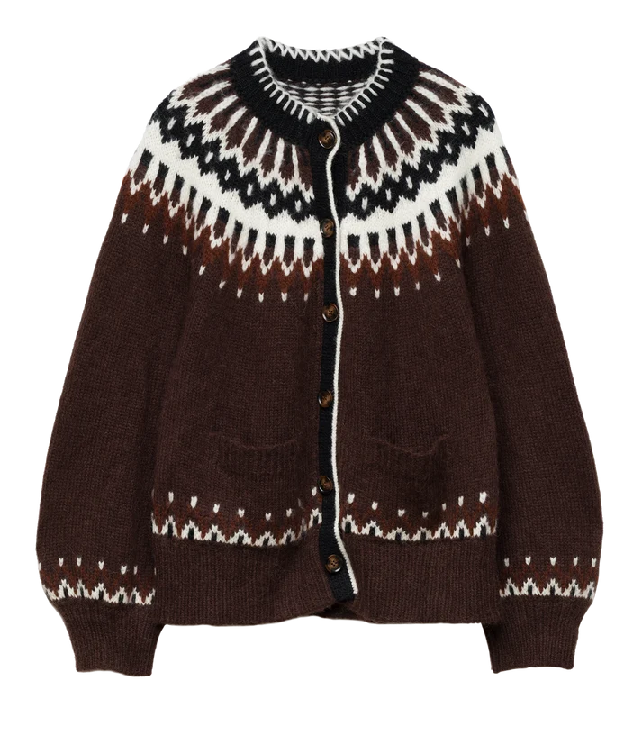 Hue Cardigan Brun Aberdeen Fair Isle