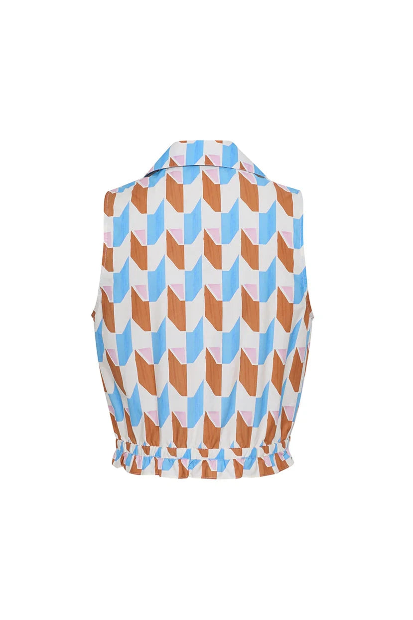 Hannah Top Talavera Tile Ivory Tops - Button Down Cara Cara 