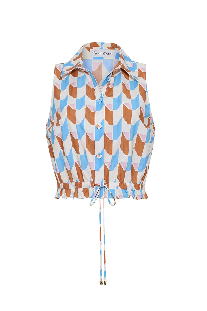 Hannah Top Talavera Tile Ivory Tops - Button Down Cara Cara 