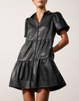 Havana Vegan Leather Mini Dress Black Onyx