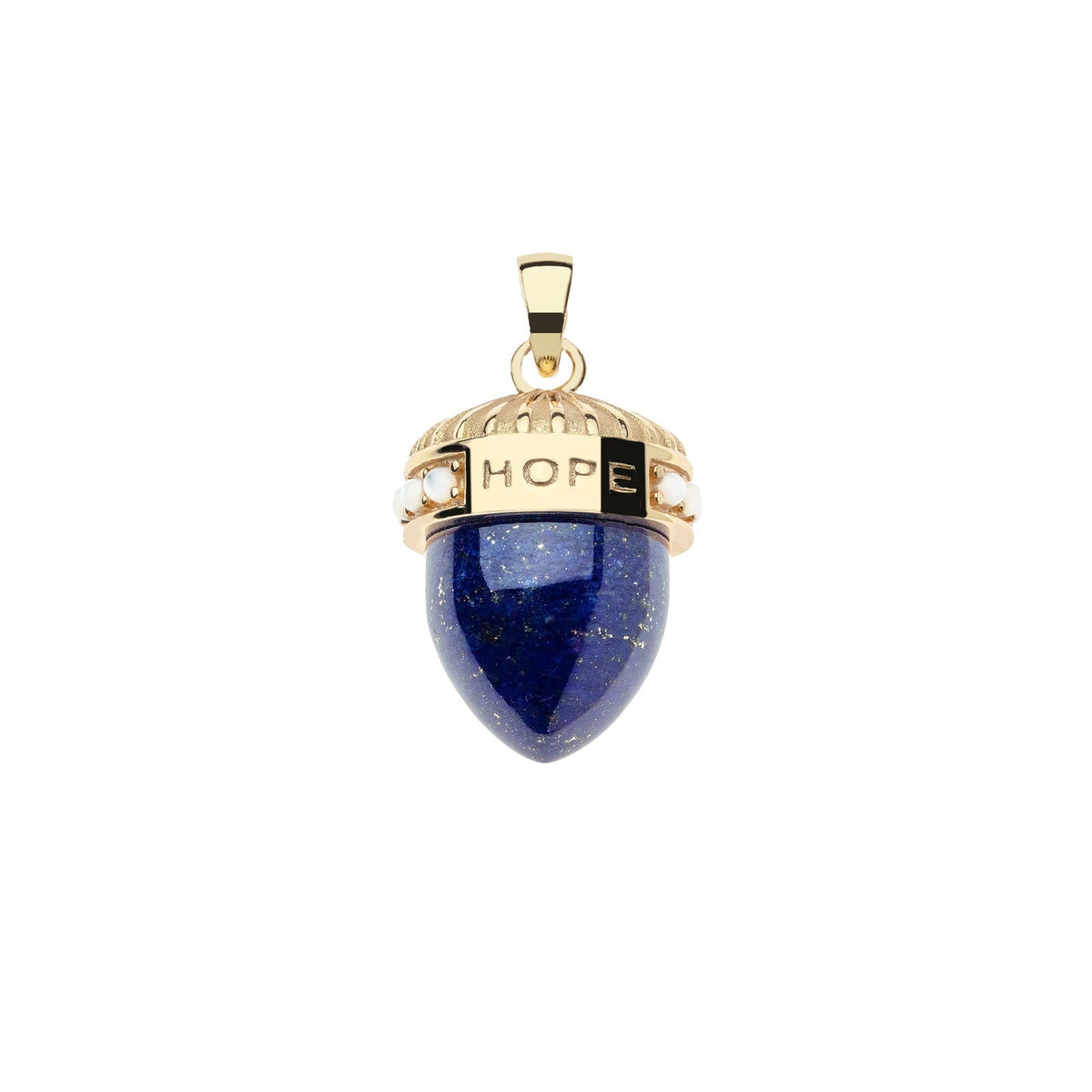 Hope Acorn Pendant in Lapis 18" Drawn Link Necklaces Jane Win 