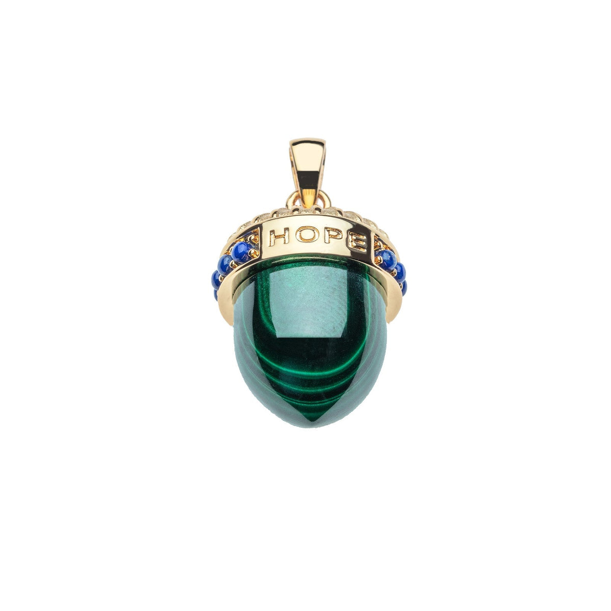 Hope Acorn Pendant in Malachite 18" Drawn Link Necklaces Jane Win 