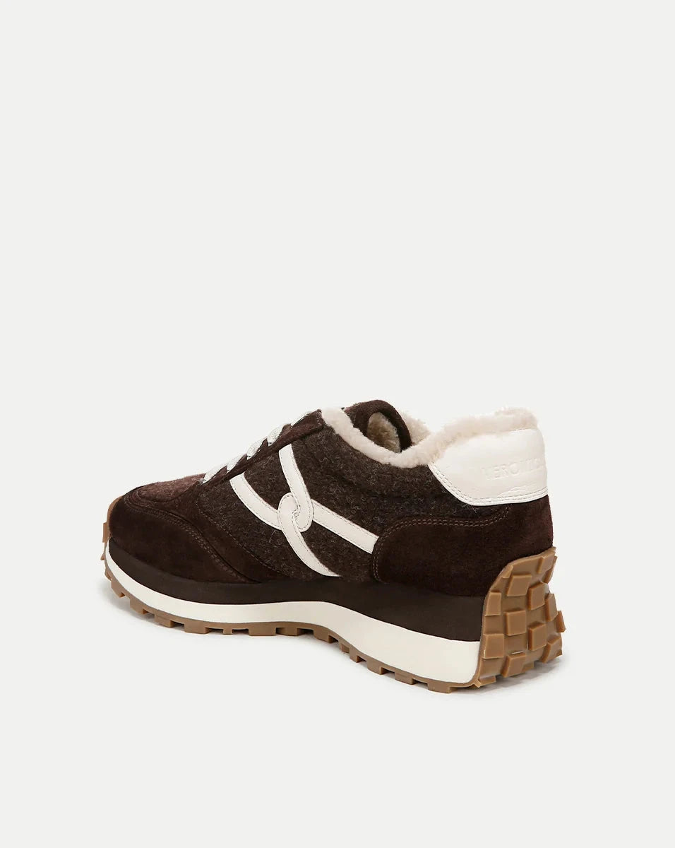 Valentina Shearling Sneaker Espresso Sneakers Veronica Beard - Shoes 