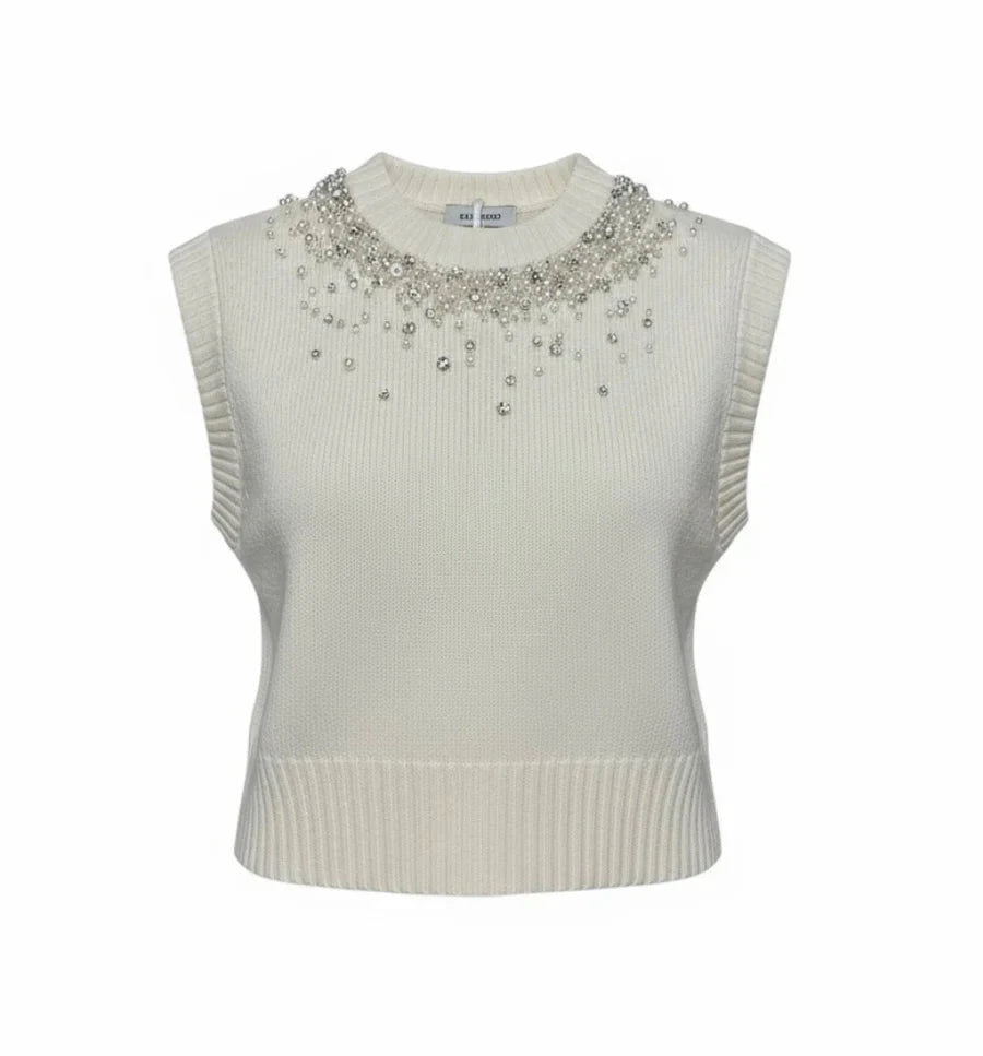 Candra Wool-Blend Sweater Vest Ivory Sweater - Vest Simkhai 