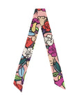 Azalea Silk Twill Skinny Scarf Pink Scarves Lost Pattern NYC 