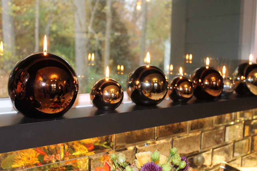 Shiny Metallic Ball Candle 6" Chestnut