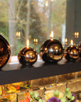 Shiny Metallic Ball Candle 4.75" Dark Green