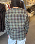 Eileen Relaxed Button Up Shirt Brown Yellow Red Grid