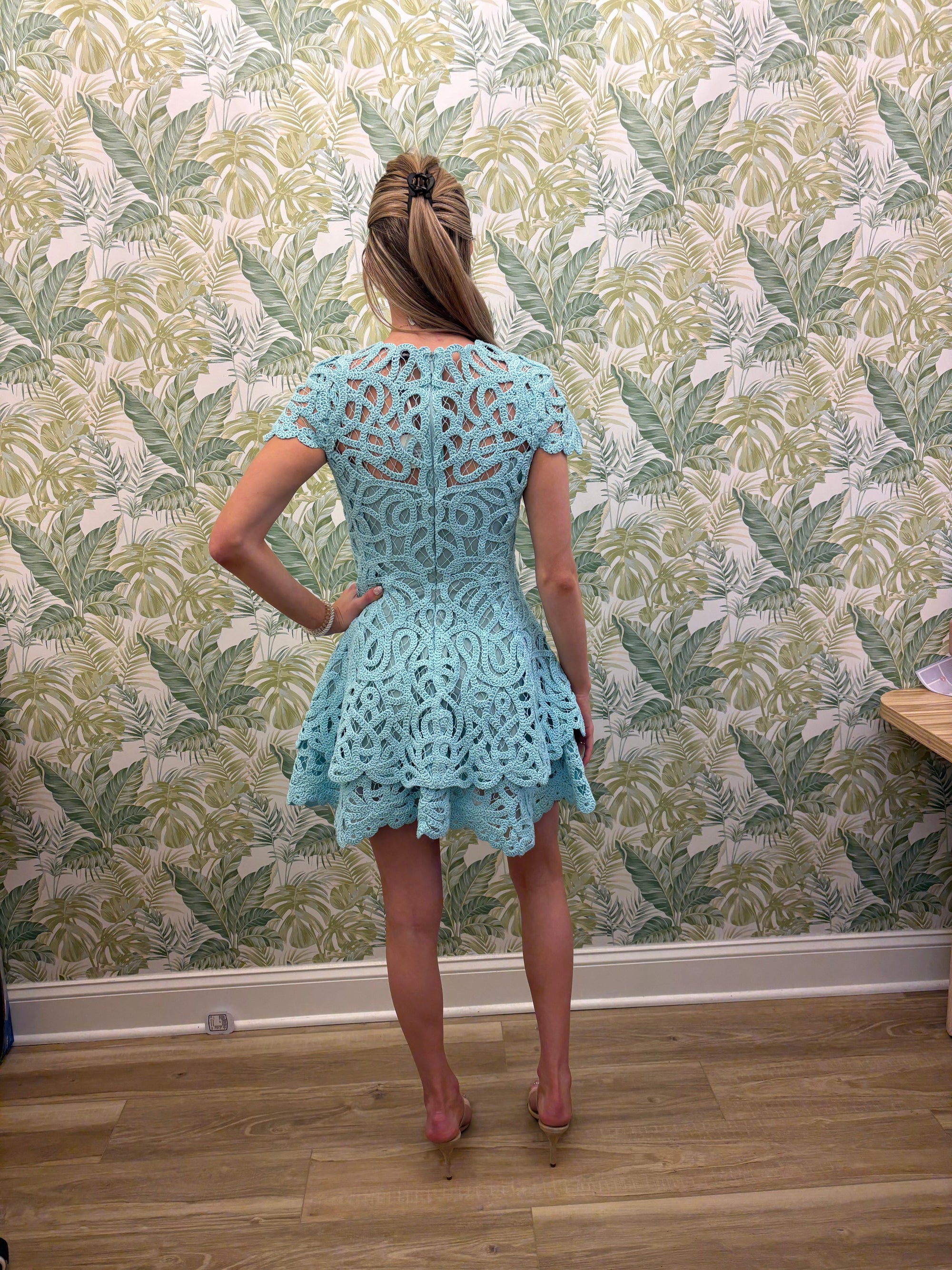Lina Laced Guipure Mini Dress Pool Dresses - Short Simkhai 