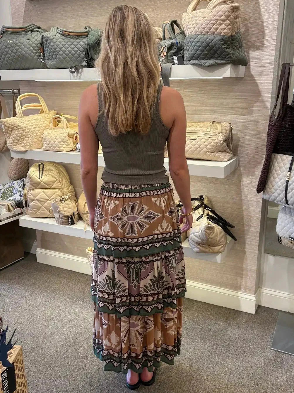Dotted Foliage Skirt Soft Sage Green Skirts - Maxi Farm Rio 