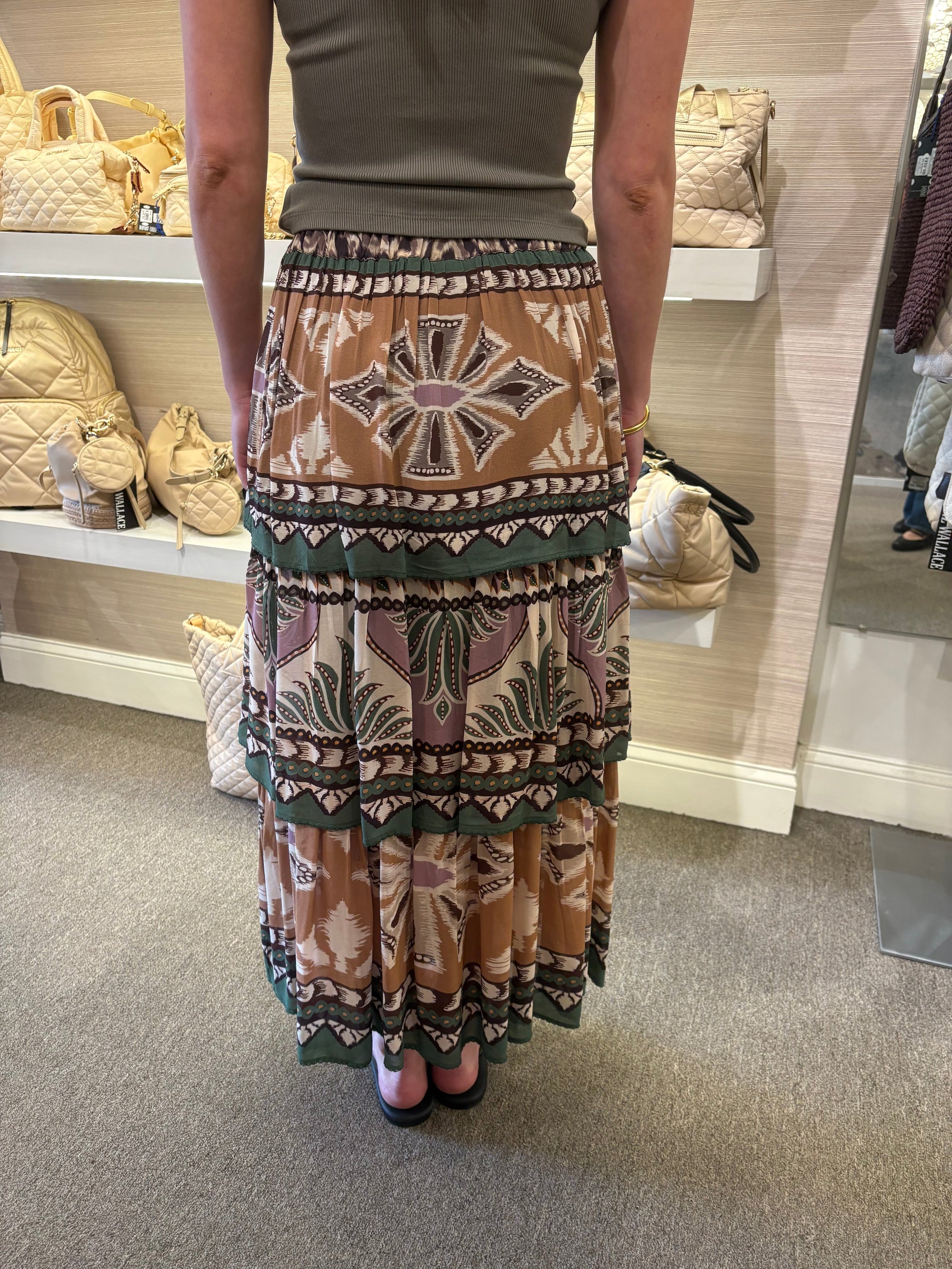 Dotted Foliage Skirt Soft Sage Green Skirts - Maxi Farm Rio 