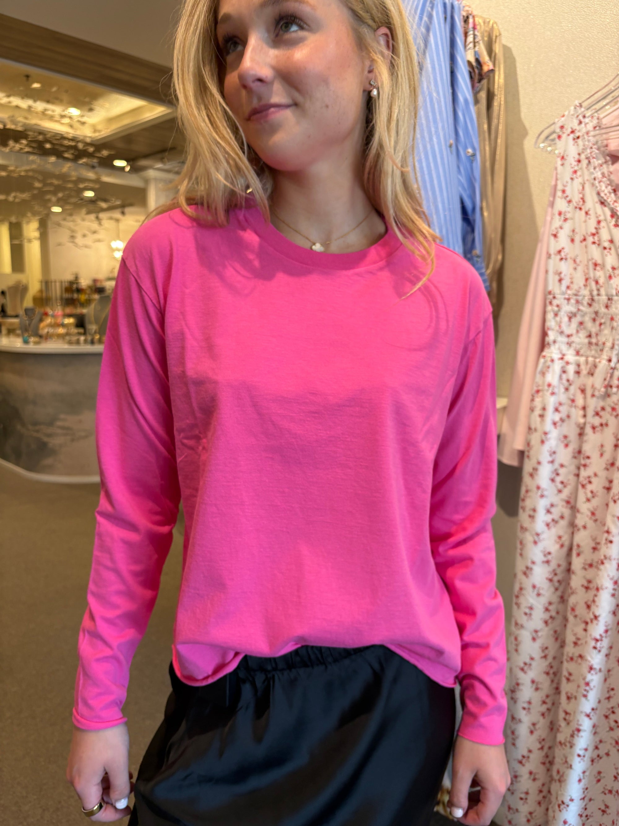 Quinn Long Sleeve Crewneck Tee Lotus Tops - Tees Frank & Eileen 