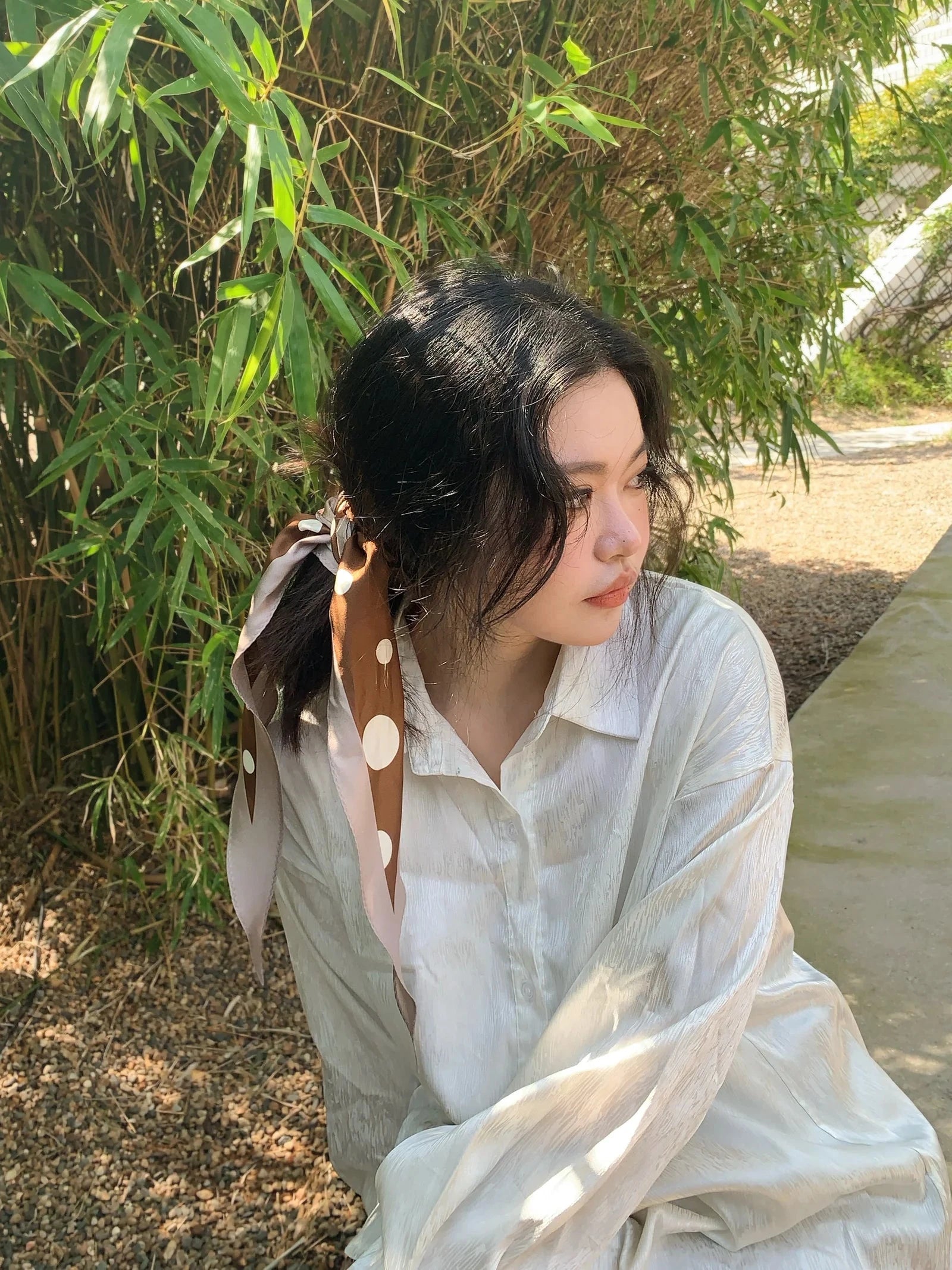 Retro Polka Dot Silk Diamond Neckerchief Coffee Scarves Lost Pattern NYC 