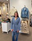 Rowen Fringe Jacket Dusty Blue Outerwear - Longsleeve Simkhai 