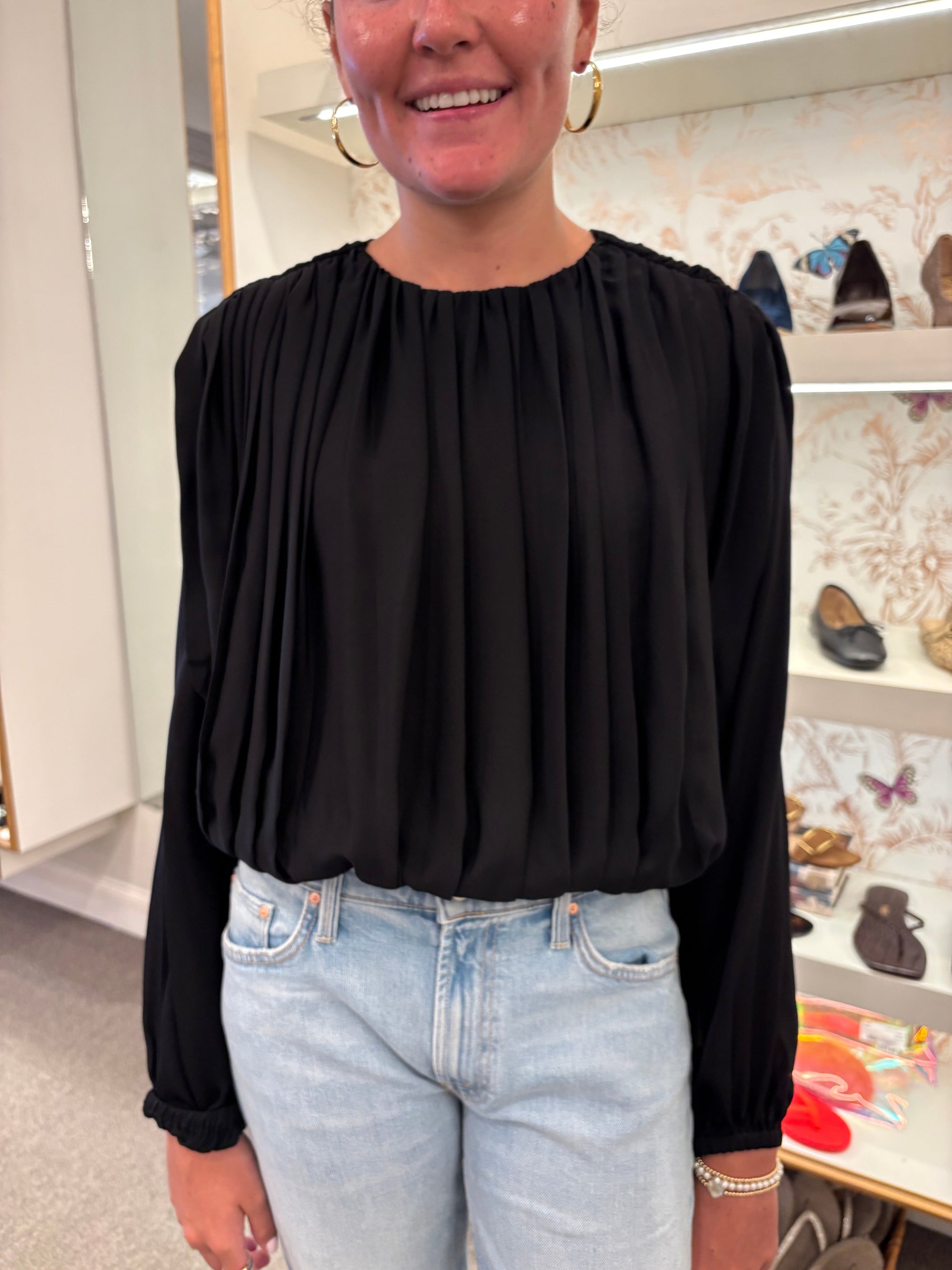 Frida Long Sleeve Top Black Tops - Blouses Simkhai 