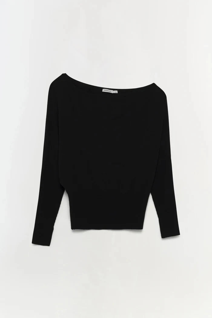Lavina Off Shoulder Sweater Black Sweater - Crewneck Simkhai 