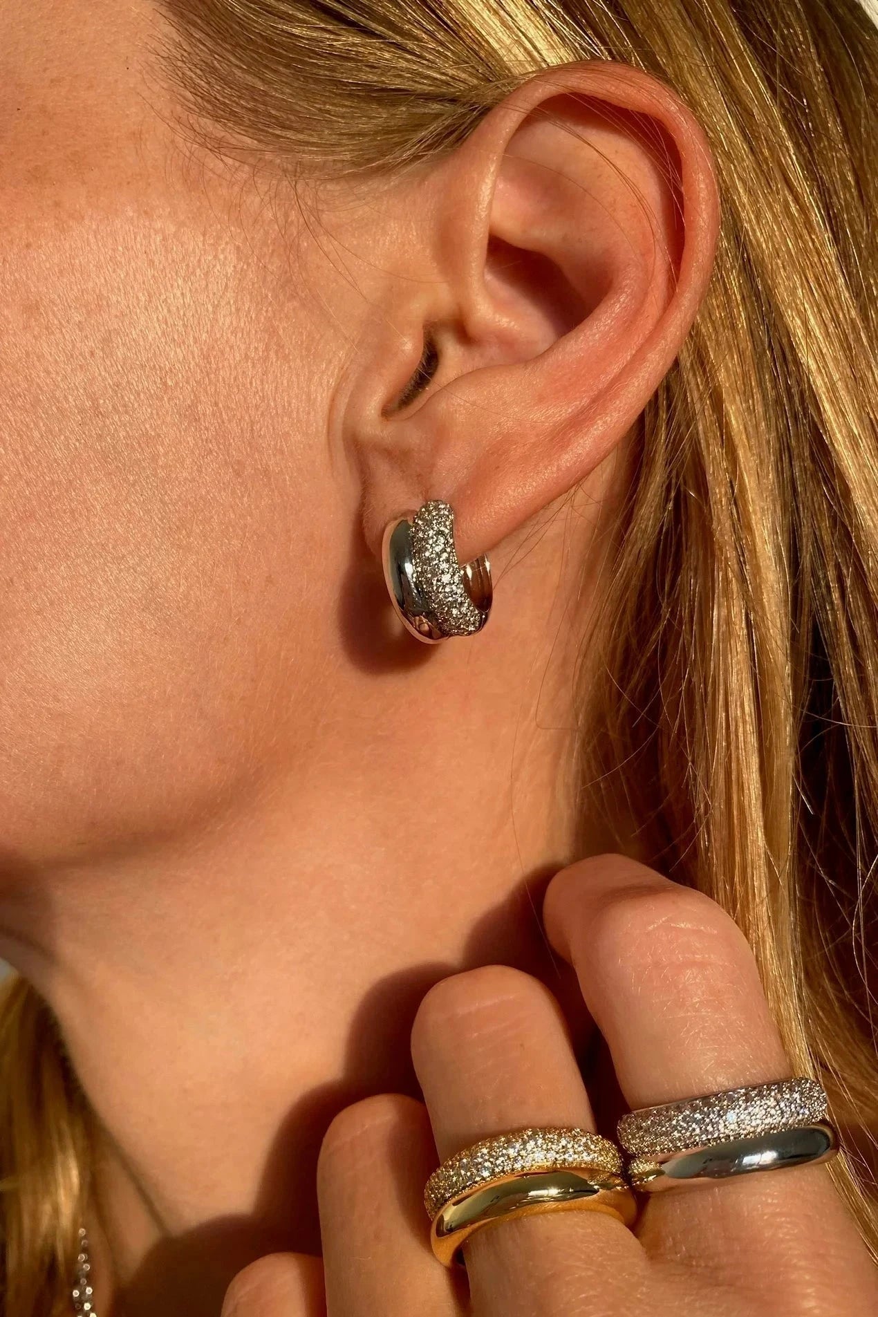 Double Donut Huggies Silver Earrings Native Gem 