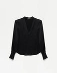 Maisey Long Sleeve V-Neck Blouse Black Tops - Blouses Simkhai 