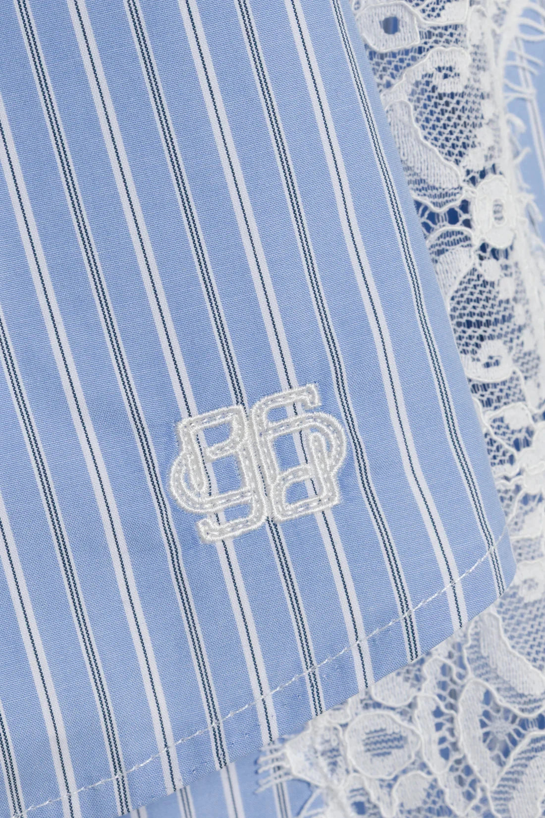 Renata Cropped Button Down Oxford Blue Stripe Tops - Button Down Simkhai 