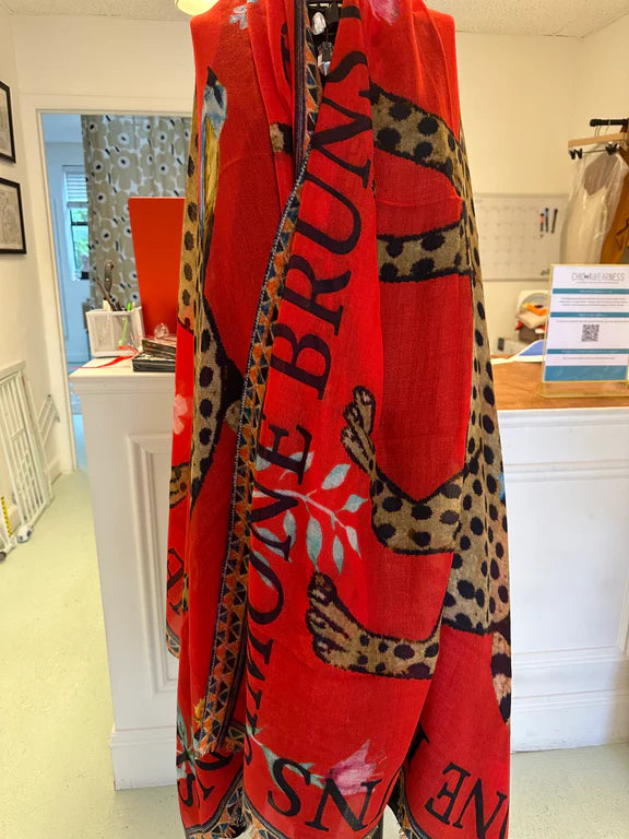 Venice Leopard Cashmere Scarf Red Scarves Simone Bruns 