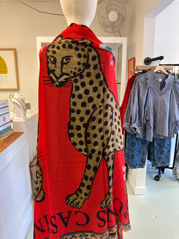 Venice Leopard Cashmere Scarf Red Scarves Simone Bruns 