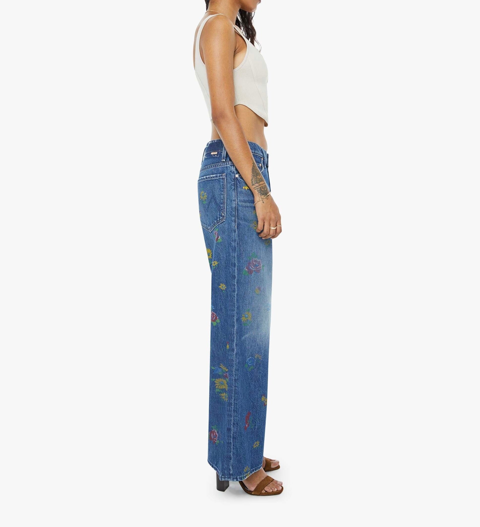 Lil Return Zip Sneak Field of Flowers Denim - Flare & Wide Leg Mother 