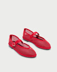 Isabella Mary Jane Red Sandals - Flat Sandals Flabelus 