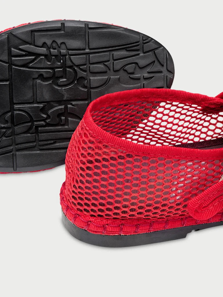 Isabella Mary Jane Red Sandals - Flat Sandals Flabelus 