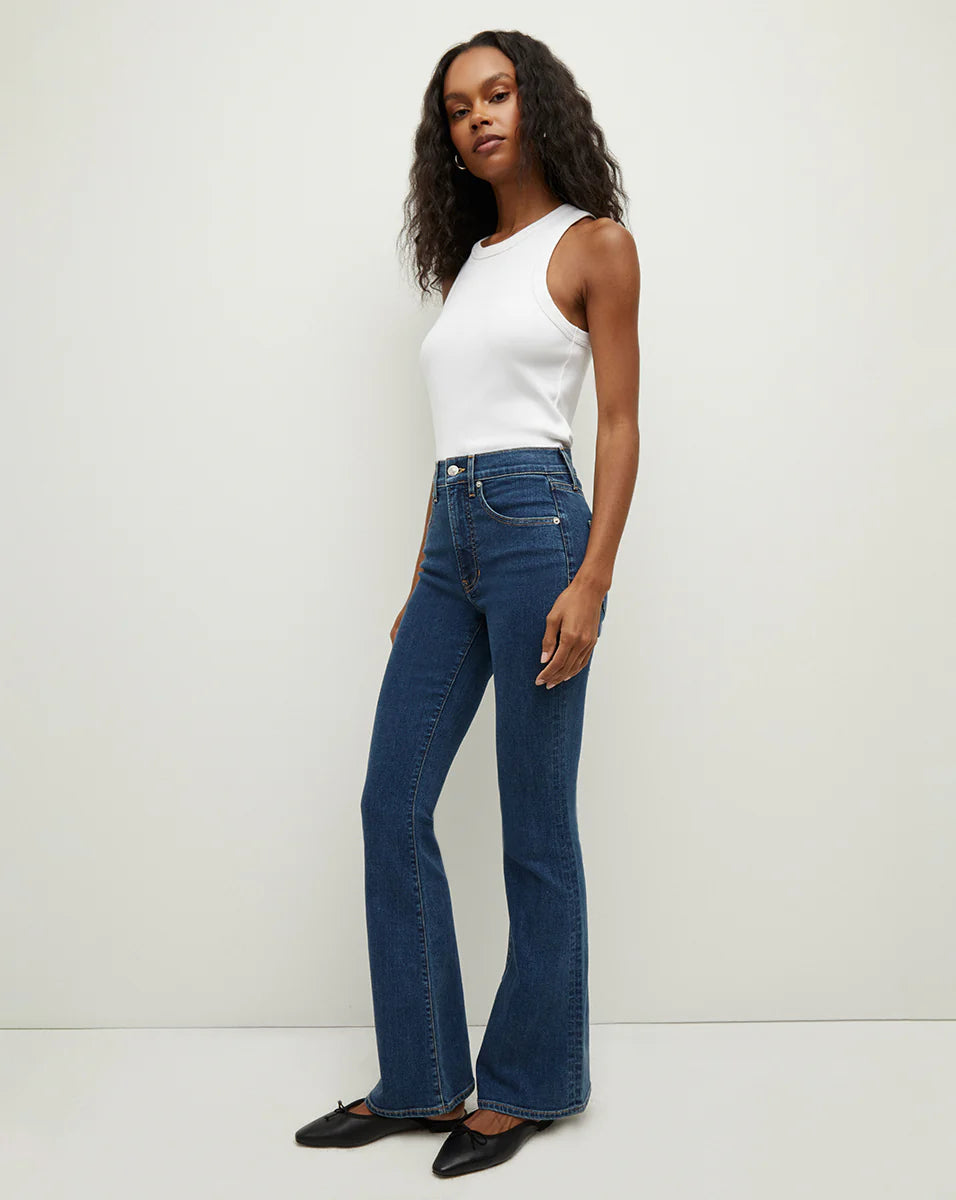 Beverly Loafer High Rise Skinny Bright Blue Denim - Flare & Wide Leg Veronica Beard 