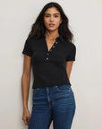 Kearney Ribbed Tee Black Top - Polo Veronica Beard 