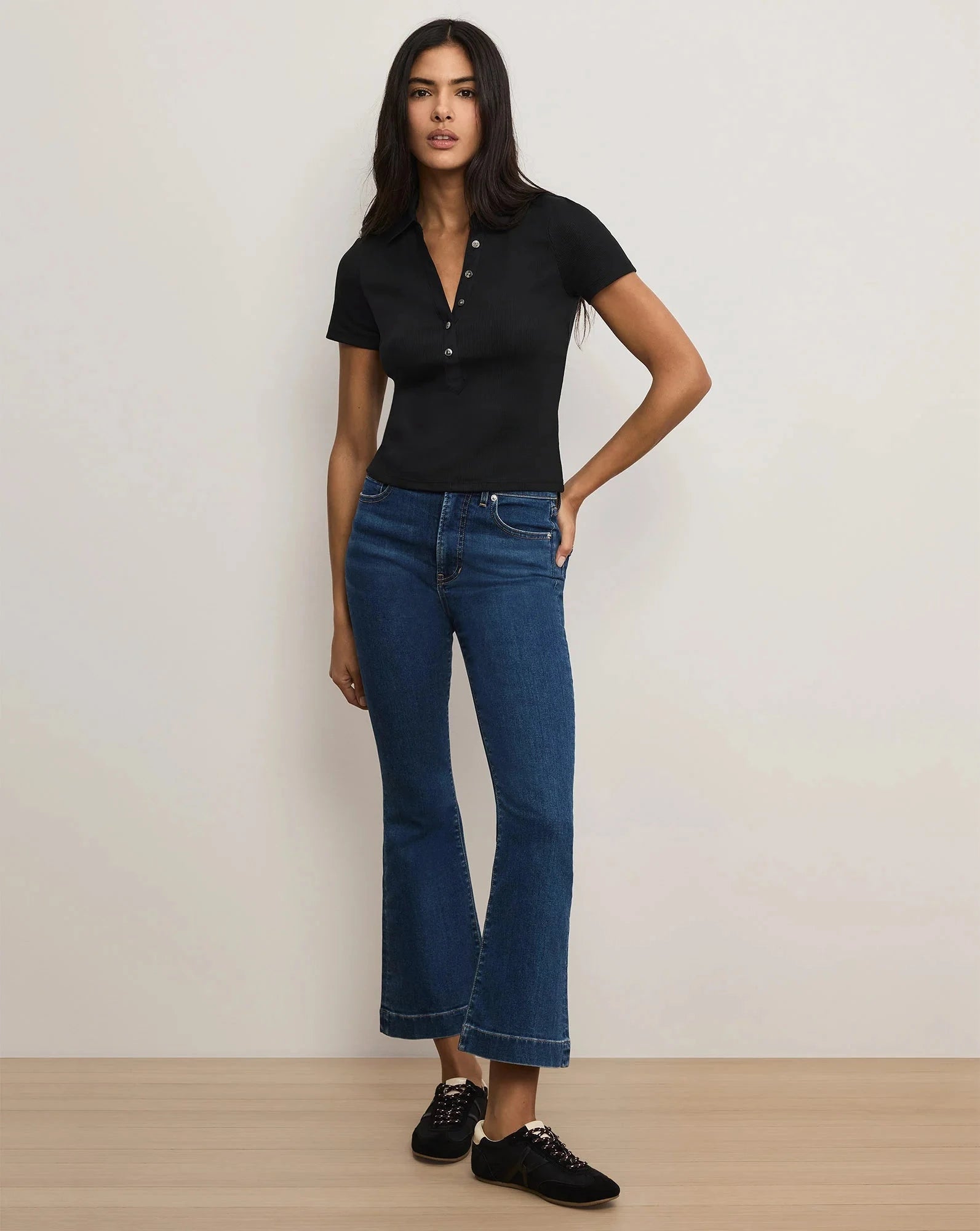 Kearney Ribbed Tee Black Top - Polo Veronica Beard 