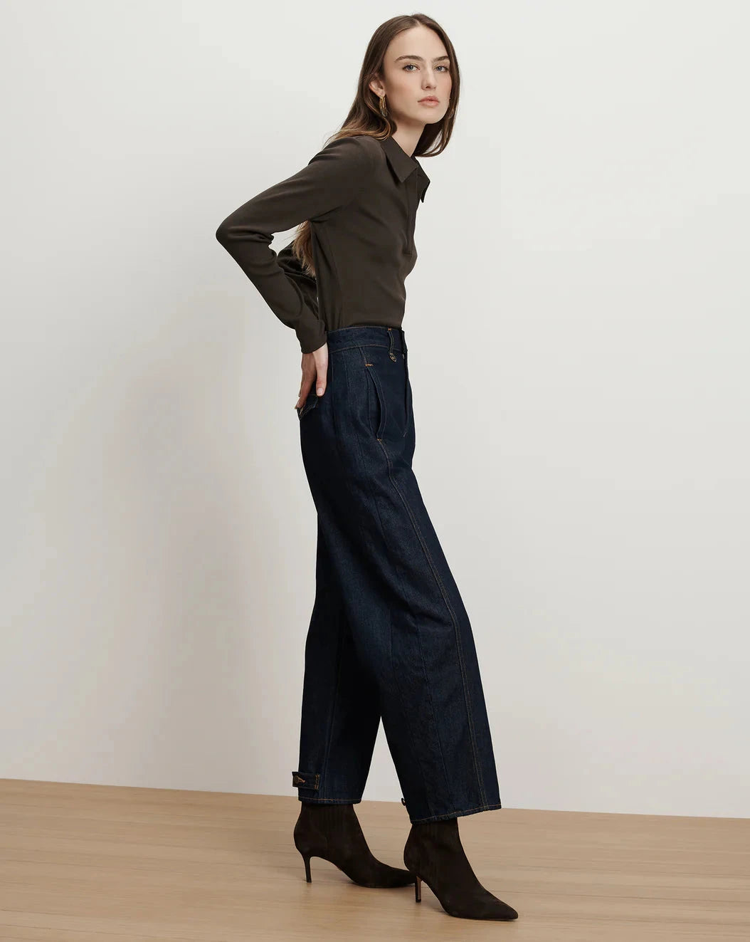 Lisa Stretch Kitten-Heel Ankle Boot Espresso Boots - Booties Veronica Beard - Shoes 