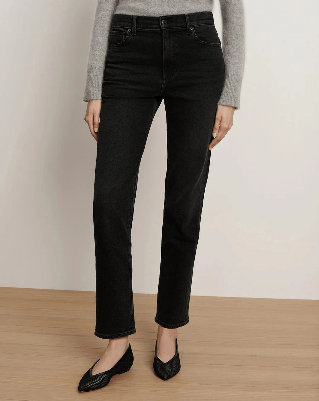 Leah Straight-Leg Jean Washed Onyx Denim - Straight Veronica Beard 