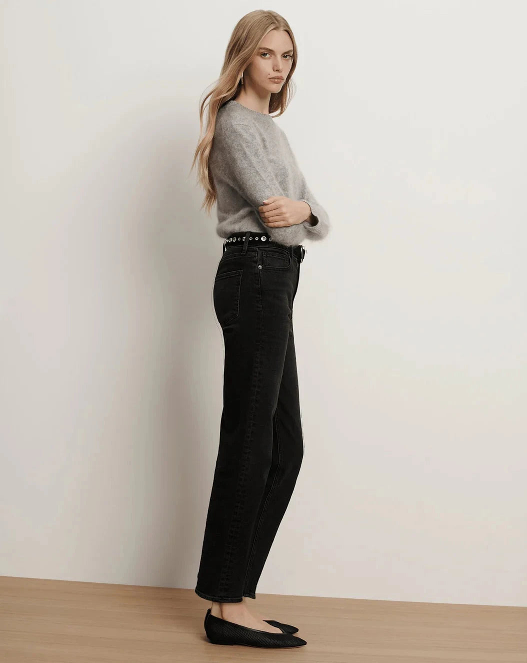 Leah Straight-Leg Jean Washed Onyx Denim - Straight Veronica Beard 
