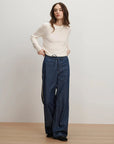 Taylor Track-Stripe Wide-Leg Jean Indigo Rinse Denim - Flare & Wide Leg Veronica Beard 