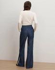 Taylor Track-Stripe Wide-Leg Jean Indigo Rinse Denim - Flare & Wide Leg Veronica Beard 