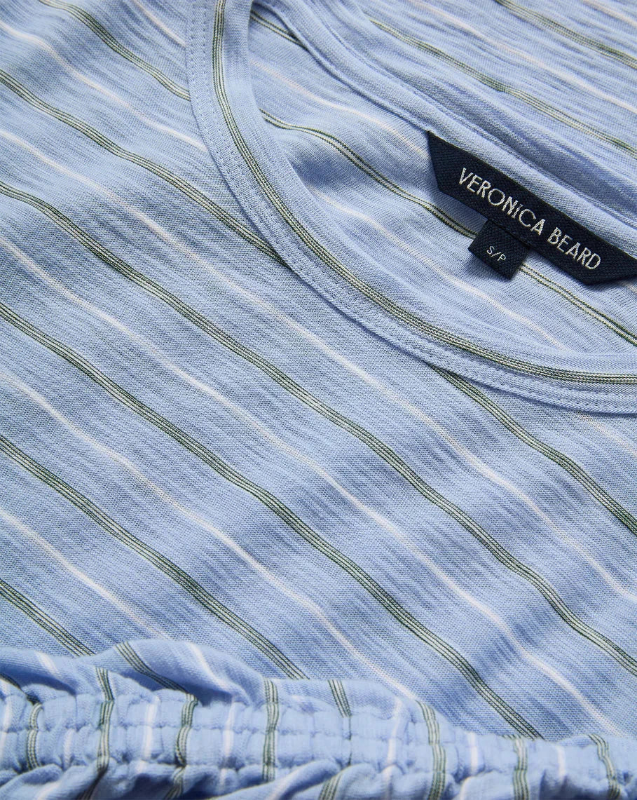 Waldorf Ruched-Sleeve T-Shirt Ice Blue Multi Tops - Tees Veronica Beard 