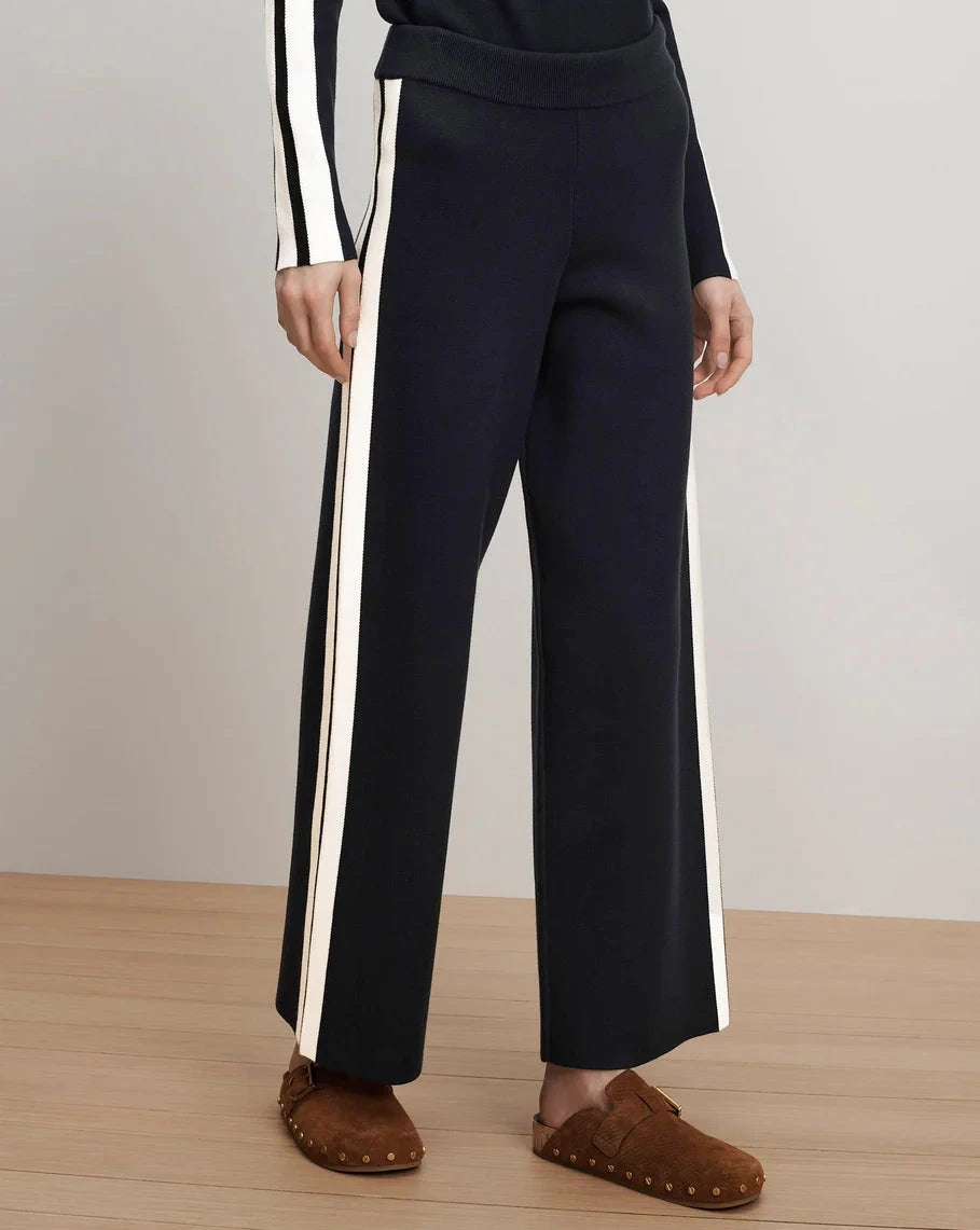 Jenkins Knit Wide-Leg Pant Navy Pants - Sweatpants Veronica Beard 