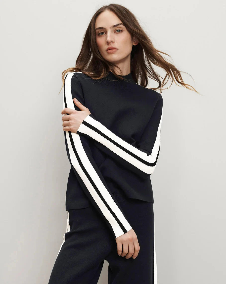 Asante Knit Pullover Navy Sweater - Turtleneck Veronica Beard 