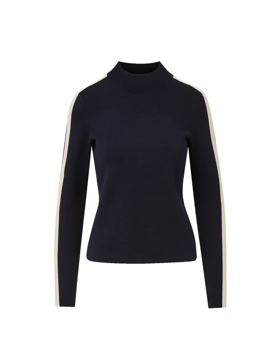Asante Knit Pullover Navy Sweater - Turtleneck Veronica Beard 