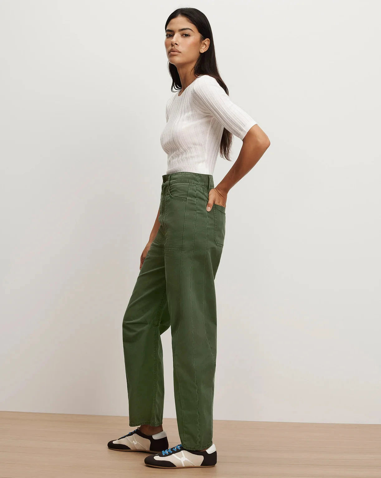 Sloane High Rise Barrel Dark Hunter Green Denim - Straight Veronica Beard 