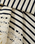 Hovey Striped Lace Shirt white & Navy Stripe Tops - Tees Veronica Beard 