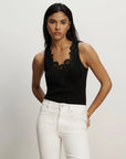 Narcisa Embroidered Tank Black Tops - Tanks Veronica Beard 