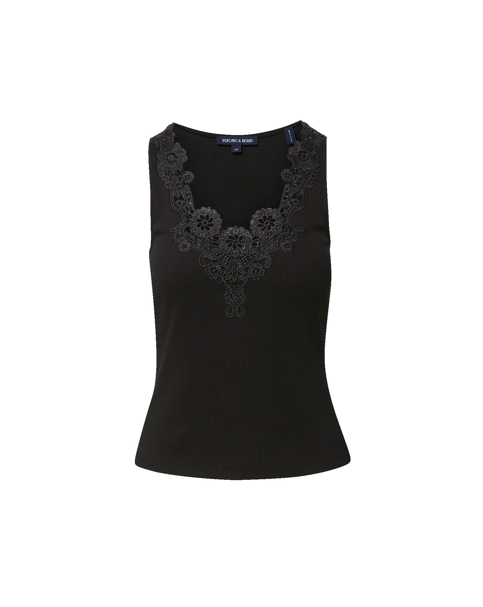 Narcisa Embroidered Tank Black Tops - Tanks Veronica Beard 