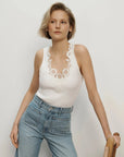 Narcisa Embroidered Tank White Tops - Tanks Veronica Beard 