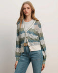 Laurinor Cardigan Dove White/ Sage/ Blue River Sweater - Cardigans Veronica Beard 