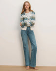 Laurinor Cardigan Dove White/ Sage/ Blue River Sweater - Cardigans Veronica Beard 