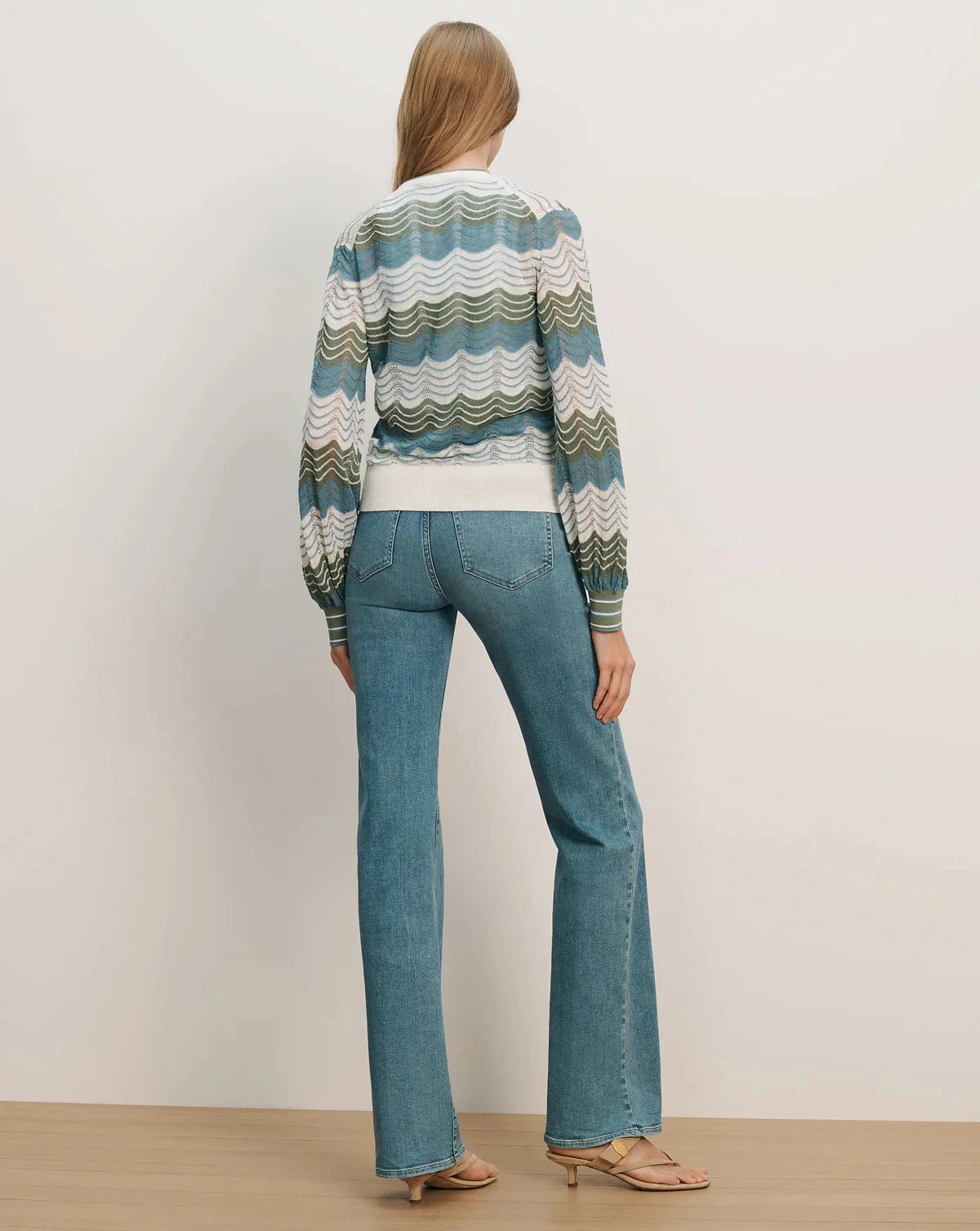 Laurinor Cardigan Dove White/ Sage/ Blue River Sweater - Cardigans Veronica Beard 