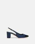 Cecile Denim Cap-Toe Slingback Pump Denim Blue/Black