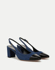 Cecile Denim Cap-Toe Slingback Pump Denim Blue/Black